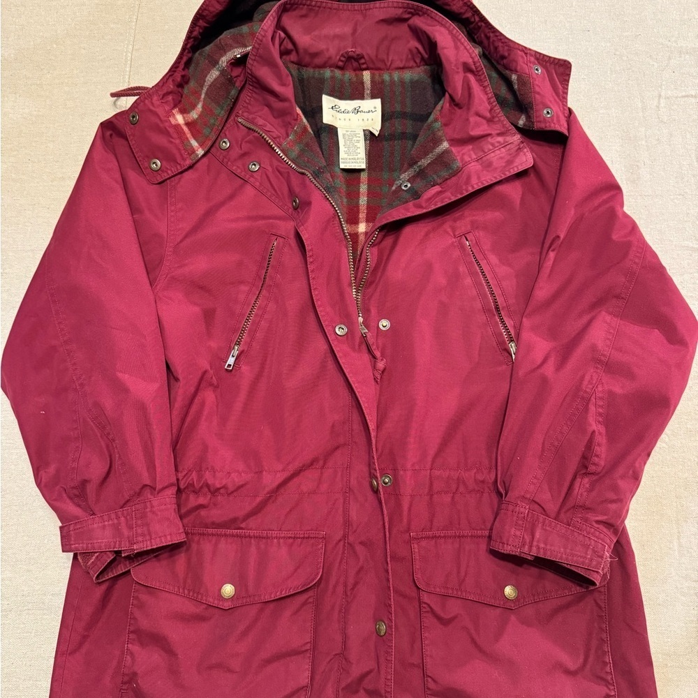 Vintage Eddie Bauer Women's Red Hooded Jacket - Picture 1 of 8